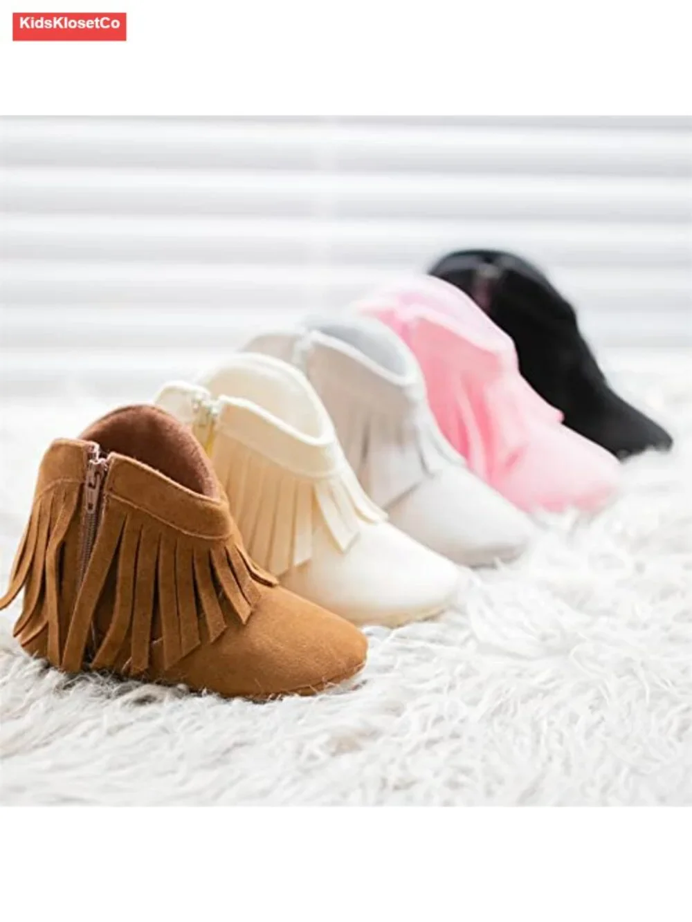 Toddler Cowgirl Boots with Tassels Side Zipper Soft Sole